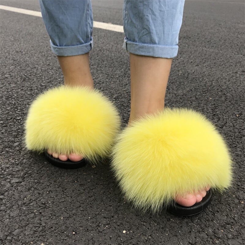 yellow fluffy sliders